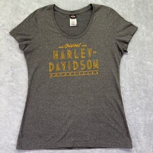 Harley‎ Davidson Motorcycles T Shirt Women's XL Gray Short Sleeve Graphic Tee